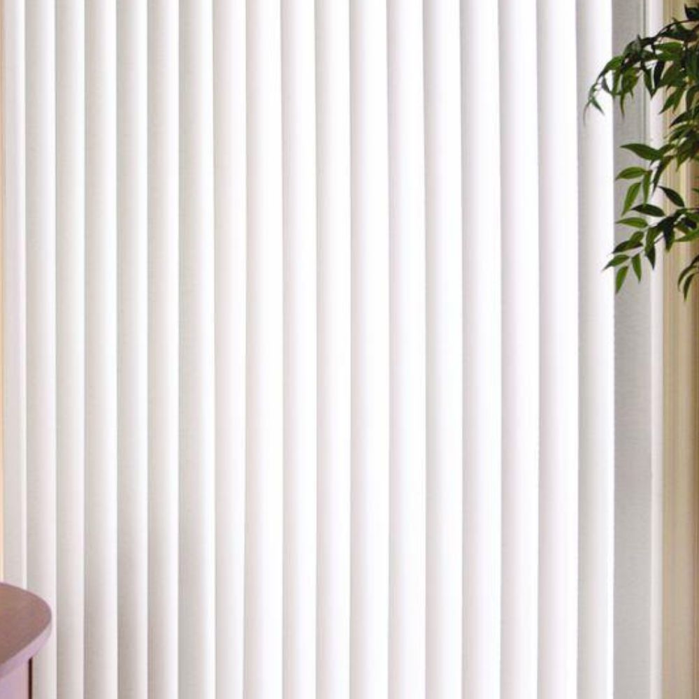 Vertical Hard Window Patio Blinds - White, 84" L x 78" W Plain & 3-1/2-Inch Vane - Easy Installation for All Patio Doors, Hardware Included - Aluminum Track for Durability, Anti-Static Slats