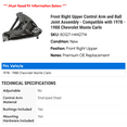 thumbnail image 2 of Front Right Upper Control Arm and Ball Joint Assembly - Compatible with 1978 - 1988 Chevy Monte Carlo 1979 1980 1981 1982 1983 1984 1985 1986 1987, 2 of 2