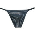 thumbnail image 2 of Botmois Men Gloss Underwear Elastic Sex Swim Trunks Pouch Briefs Cheek Underpant Dazzle Black L, 2 of 3