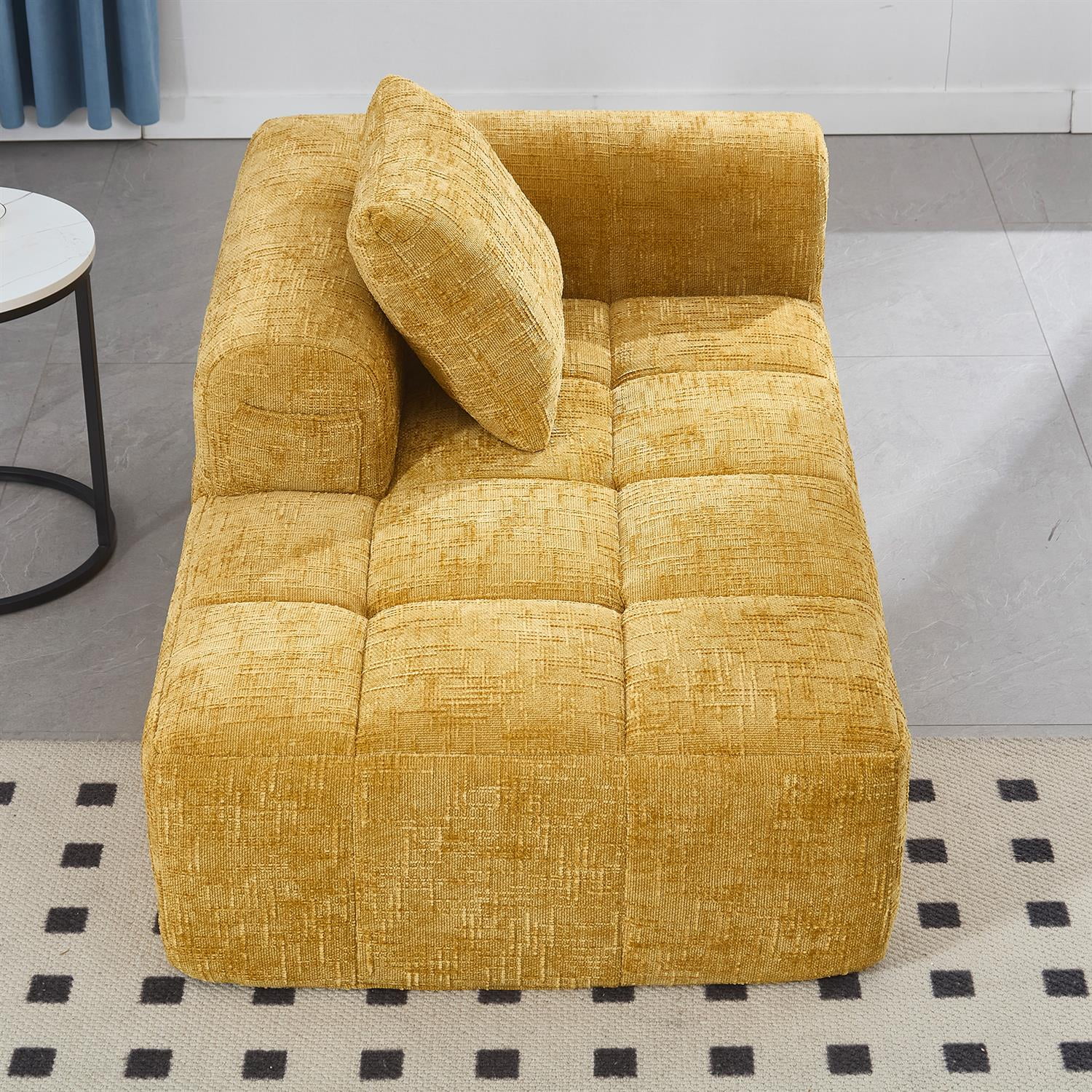 Demi Bonn 62" Plush Chenille Loveseat Sofa, Modular Sleeper for Living Room, Bedroom, Apartment Lounge, Stylish & Comfortable Couch, Yellow