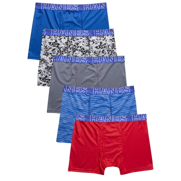 Hanes Boys' Mesh Stretch XTemp Boxer Briefs 5 Pack, Sizes SXL