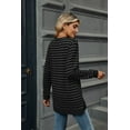 thumbnail image 3 of New Women's Striped Contrast Color Round Neck Long Sleeve Loose T-Shirt Top, 3 of 3