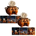 thumbnail image 1 of Leojiow 2Pcs Halloween Pumpkin Tissue Holder For Living Room Bathroom Kitchen For Daily Holiday Party Interesting Home Accessory 12Cm, 1 of 6