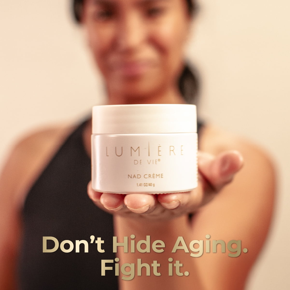 LUMIÈRE DE VIE® NAD Crème – Face Cream with 5% Myristyl Nicotinate, Supports Healthy NAD Levels, Smooths the Look of Fine Lines, Helps Improve Elasticity & Hydration, 40g