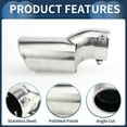 thumbnail image 4 of Unique Bargains 1Pc Slant Exhaust Tip 2.3" Inlet for Honda Civic 2016-2019 Silver Tone, 4 of 8