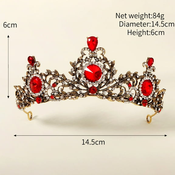 Baroque Queen Red Color Crown Crystal And Tiaras and Crowns for Women Halloween Costume Hair Accessories (TS-J2866)