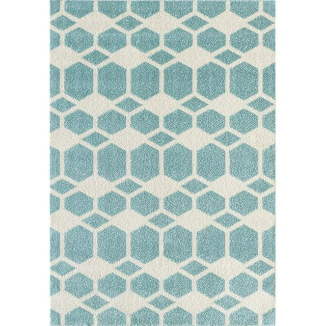 Lbaiet MT720B57 5 x 7 Pi. Machine à Tisser Électrique Collection Matira Fait Zoe Bleu Géométrique Rectangle Tapis
