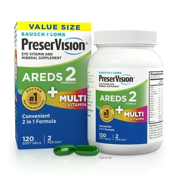 PreserVision AREDS 2 + Multi, 2-in-1 Eye , Contains  C, D, E & Zinc, 120 Softgels
