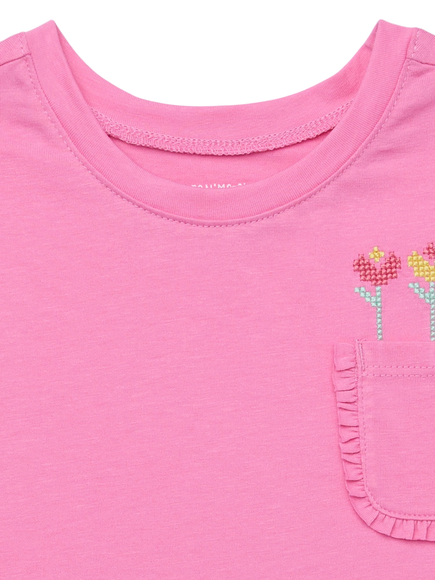 Garanimals Toddler Girl Short Sleeve T-Shirt with Ruffle Pocket, Sizes 18M-5T