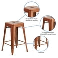 thumbnail image 4 of BizChair Commercial Grade 4 Pack 24" High Backless Copper Indoor-Outdoor Counter Height Stool, 4 of 13