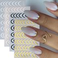 thumbnail image 3 of Adhesivos para uñas SUTOZMIWE French Tip Line 3D, negro, blanco y dorado, 3 of 9