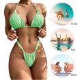 thumbnail image 3 of Traje de baño con Tanga dividido para mujer, cintura alta, Halter, sólido, Sexy, sin mangas, ropa de playa FLhrweasw Nuevo, 3 of 9