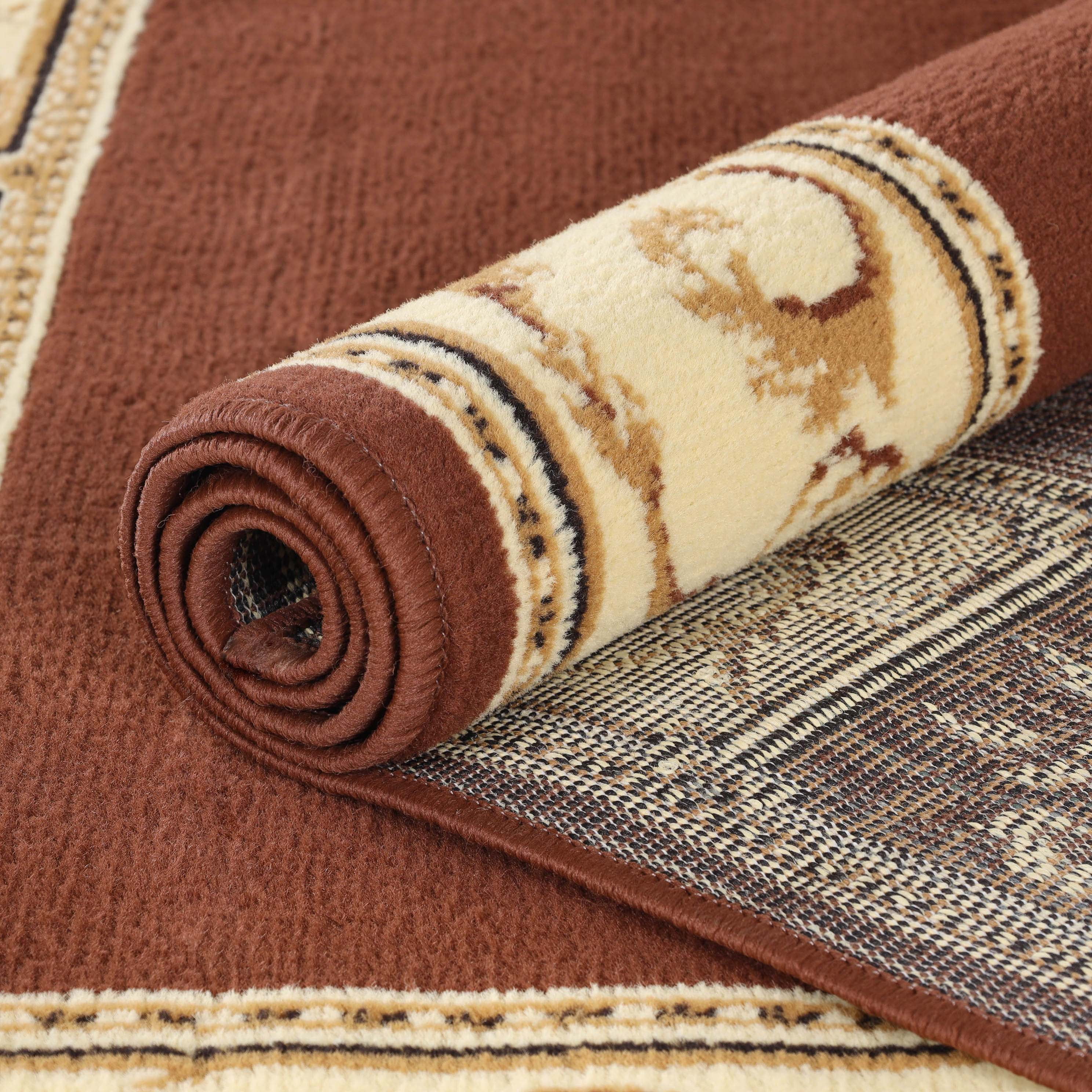 Superior Classic Elegant Floral Medallion Power-Loomed Indoor Area Rug, Toffee, 4' x 6'