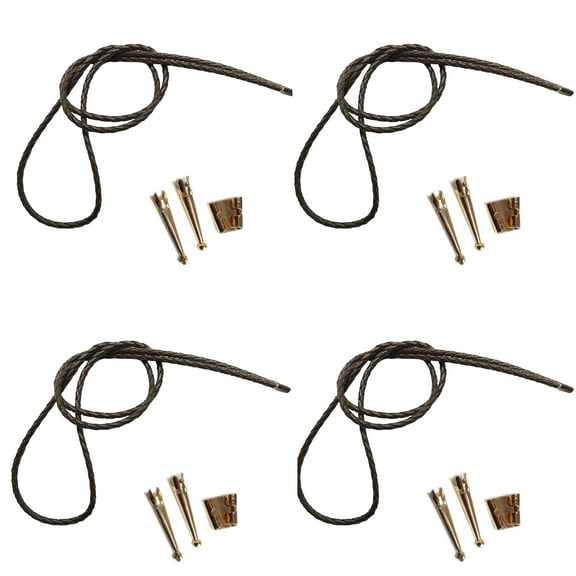 Blank Bolo Tie Kit Standard Slide Smooth Tip Goldtone Parts Brown Vinyl Pk/4