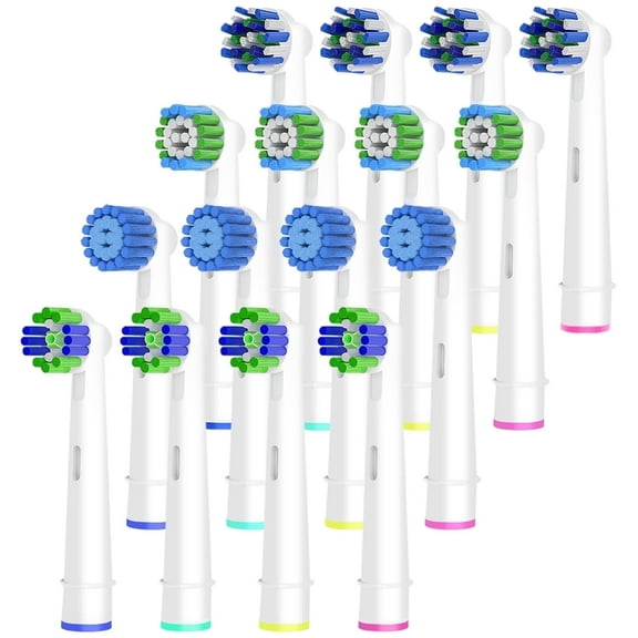 16pcs Replacement Brush Heads Compatible with Oral B Electric Toothbrushes. Pack of 4 Precision Clean,4 Cross Clean,4 3D Whitening Clean and 4 Sensitive Clean.