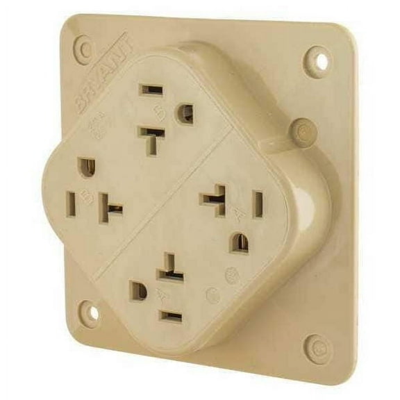 Bryant Receptacle,20A,Nylon,1.0 HP,3 Wires 21254I
