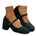 thumbnail image 3 of Women's Fashion Suede Buckle Comfortable Casual Shoe On Square Heel Dress Shoes Low Chunky Heels Oktoberfest Dress Dirndl Block Heels Suede Closed Round Toe Comfortable Shoes For Women, 3 of 8