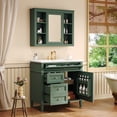 thumbnail image 2 of 36 inch Bathroom Vanity with Medicine Cabinet, Modern Bathroom Storage with 2 Soft Closing Doors and 4 Drawers, Single Sink Vanity Set, Green, 2 of 6