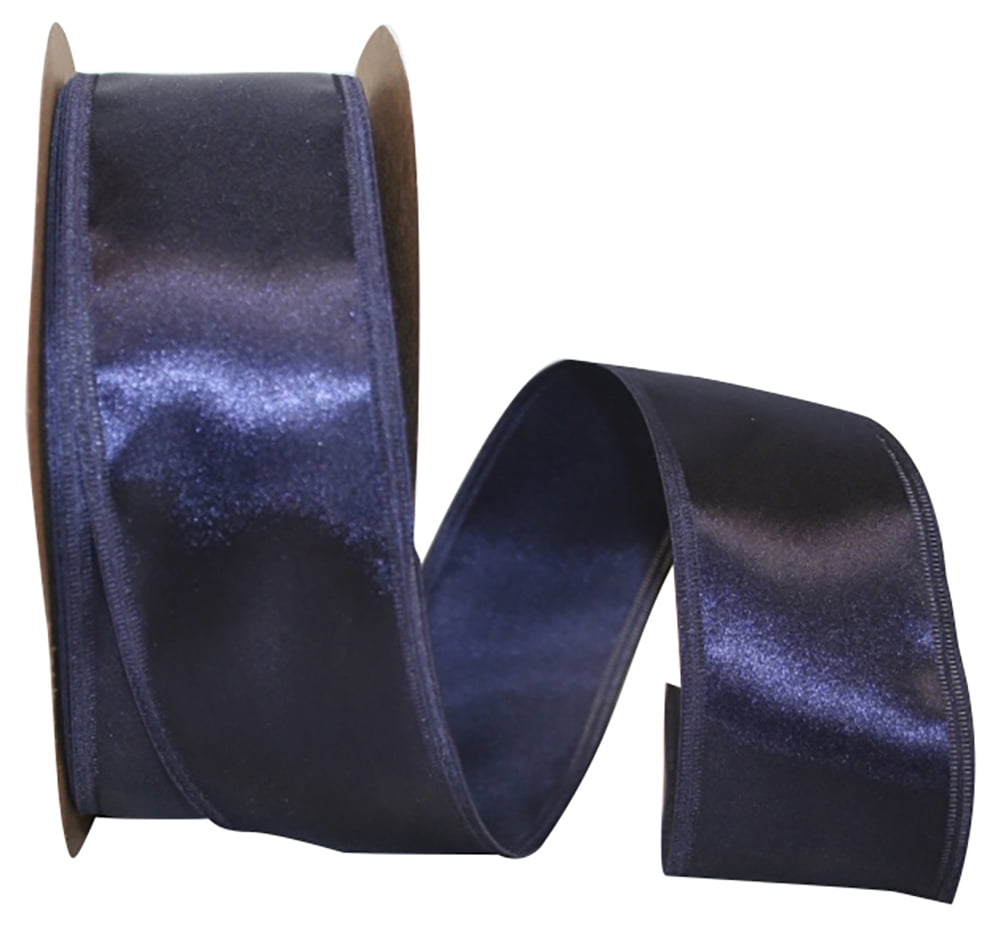 Lightweight Ribbon Reliant Ribbon - 5102W-055-16K, Soft Satin Ez Wired Edge Ribbon, Navy ...