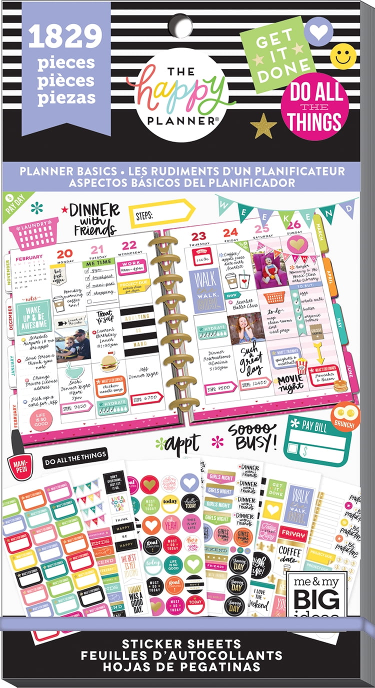 Great for Projects & Albums The Happy Planner Scrapbooking Supplies Multi-Color 459 Stickers Total Color Story Theme me & my BIG ideas Sticker Value Pack for Big Planner 30 Sheets 