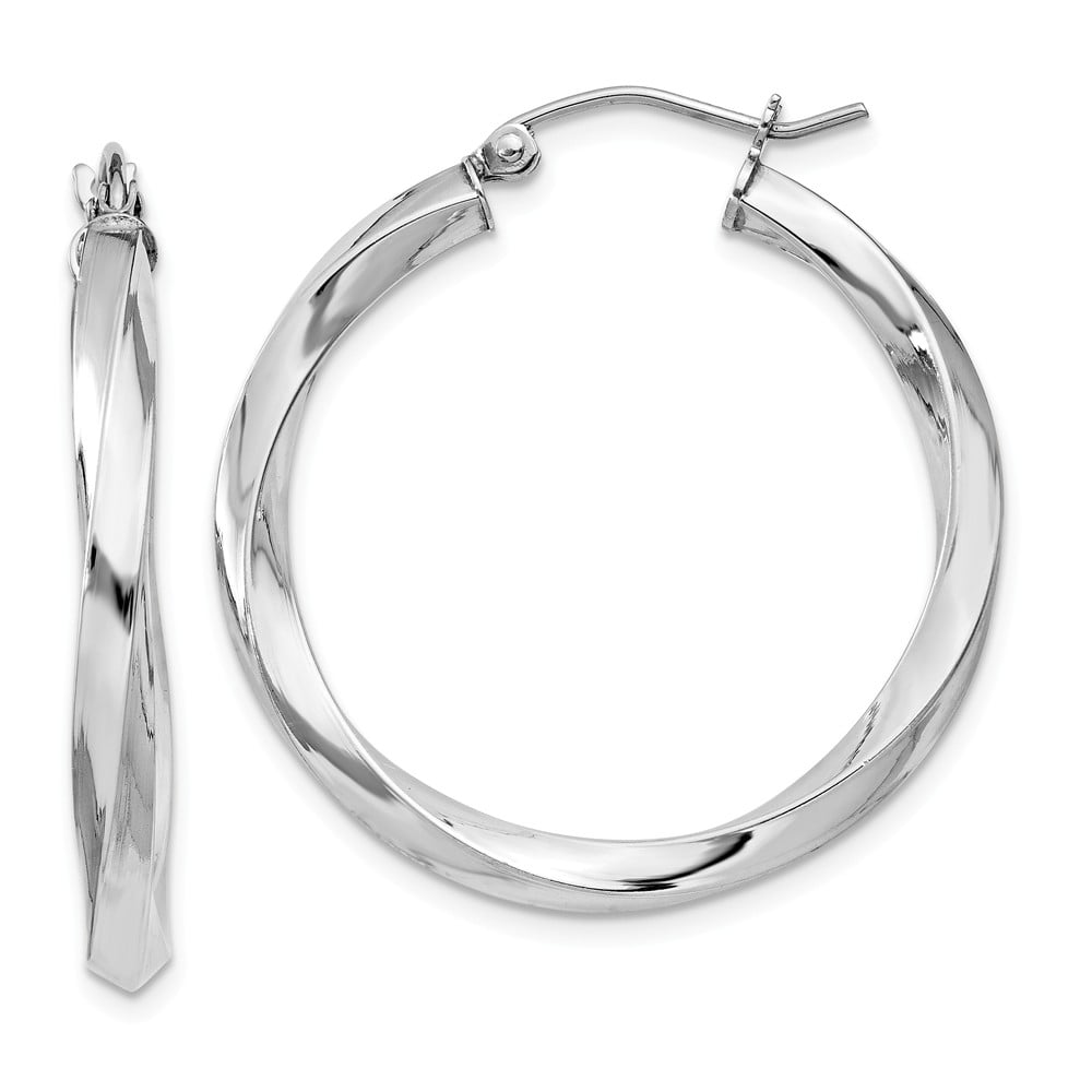 Sterling Silver Twisted Hoop Earrings 32mm Approximate Length 