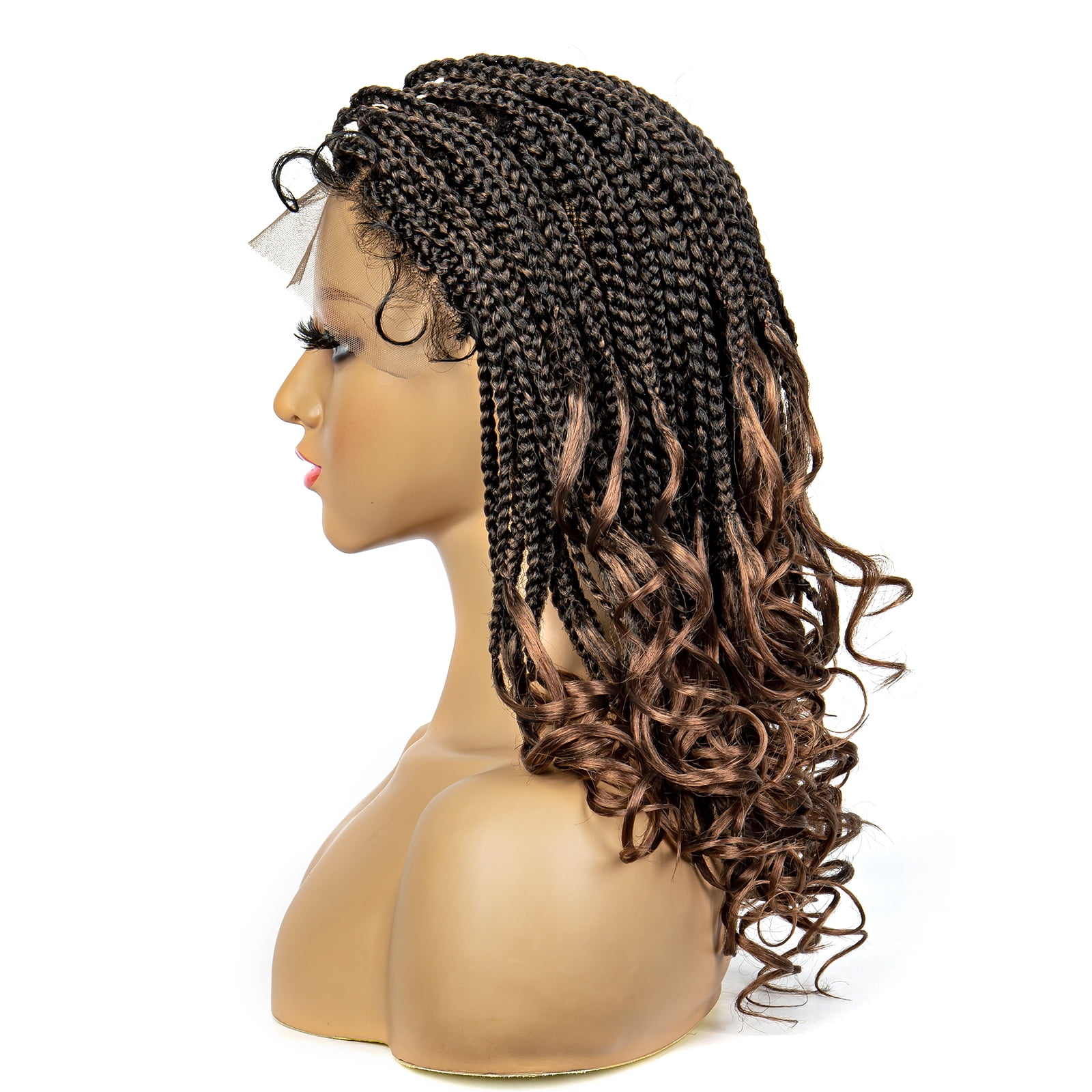 Braided Wigs for Black Women Synthetic Lace Front Wigs Square Knotless Box Braided Wigs Lightweight Cornrow Braid Braiding Hair Wigs 18 inches (1B/30 Color)