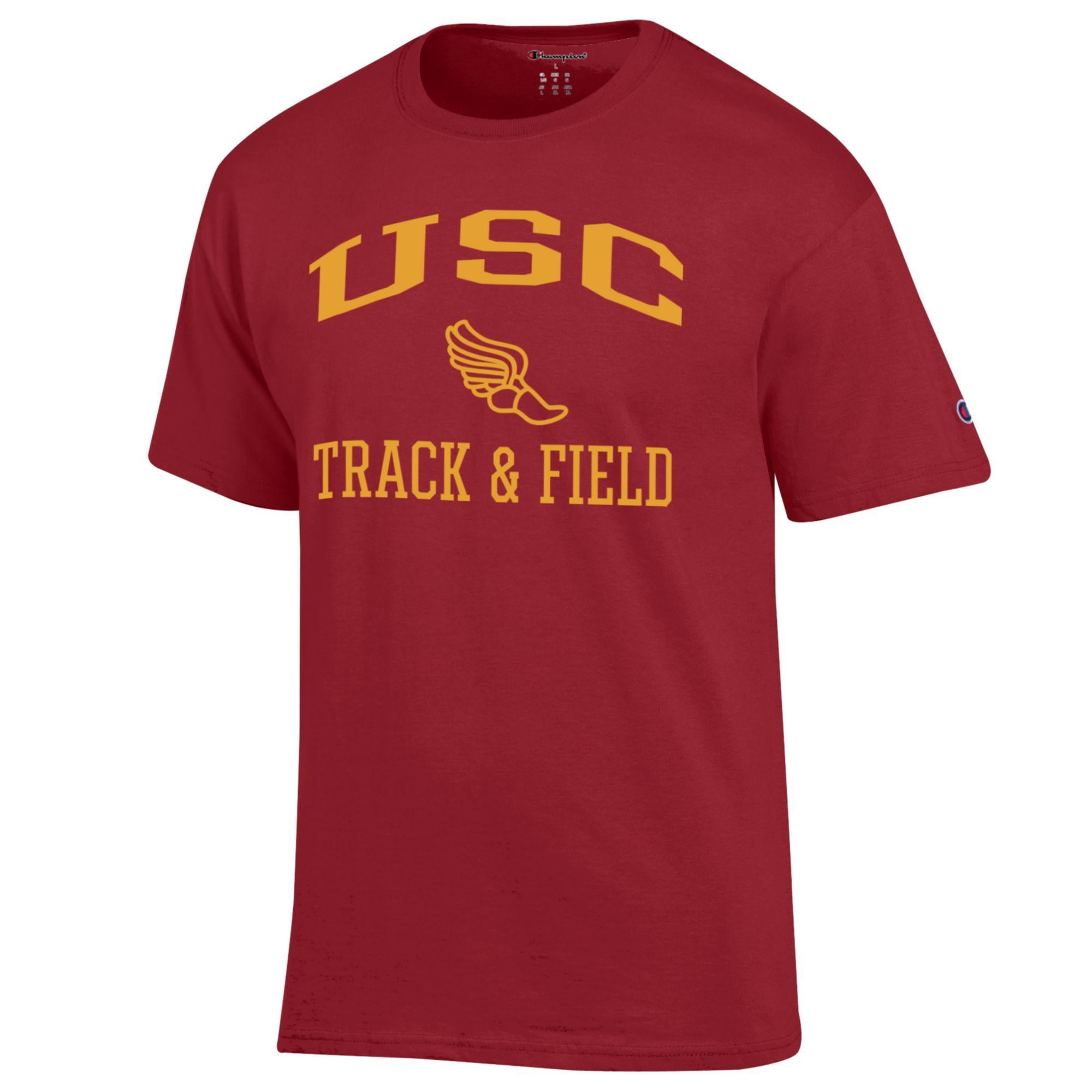 Men's Champion  Cardinal USC Trojans Track & Field Icon T-Shirt