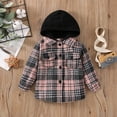 thumbnail image 4 of URMAGIC 1-6T Baby Girls Boys Long Sleeve Cotton Flannel Plaid Hoodie Button Down Shirt Tops, 4 of 5