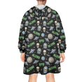 thumbnail image 2 of Wearable Blanket Hoodie,Alien Skull Black Pattern Oversized Sherpa Blanket Hoodie with Super Pockets,Super Warm Fuzzy Pullover for Women & Men, 2 of 6