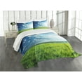 thumbnail image 3 of Ambesonne Country Quilted Bedspread Set 3 Pcs, Meadow Valley Cloud Sun, Queen Size, Lime Green Pale Blue, 3 of 5