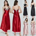 thumbnail image 2 of Chemise de Nuit en Satin Soie Dentelle Robe de Nuit Aguichant, 2 of 5