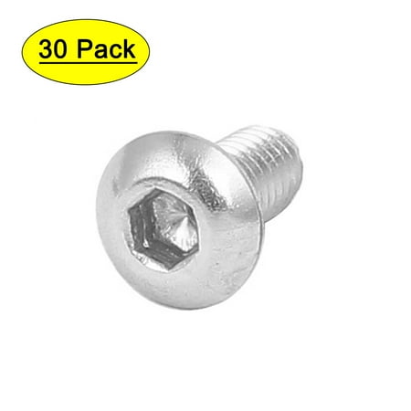 

M3x6mm 316 Stainless Steel Fully Thread Button Head Hex Socket Cap Screw 30pcs
