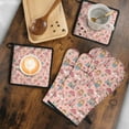 thumbnail image 5 of Princess Mushroom Castle Pattern Kitchen Oven Mitt and Pot Holder Sets 2 Pcs for Baking, Cooking and Grilling, Heat Resistant Up To 392 °F, 5 of 7
