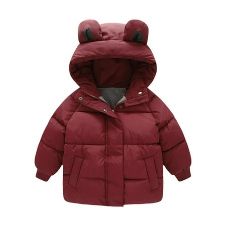 

CNGELG Toddler Kids Baby Boys Girls Winter Warm Solid Coats Ears Hooded Padded Jacket Outwear
