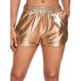 thumbnail image 1 of Women's Metallic Shorts Elastic Waist Shiny Pants, 1 of 6