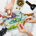 thumbnail image 4 of Dinosaur Cutting Board, Colorful Funny Different Dino Themed Friendly Wildlife Extinct Animals Ice Age, Tempered Glass Cutting and Serving Board, Wine Bottle Shape, Multicolor, by Ambesonne, 4 of 5