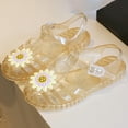 thumbnail image 5 of GobdXE Little Kids Sparkle Transparent Jelly Sandals Girls Floral Decor Hollow Closed Toe Summer Casual Pool Walking Flats Size:3-3.5 Years, 5 of 8