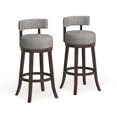 thumbnail image 2 of Tela Wood Counter Height Bar Stools Chairs, Light Gray, Set of 2, 2 of 6