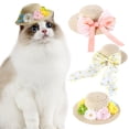 thumbnail image 2 of Pet Hat Braided Sun-Proof Adjustable Cat Dog Summer Sun Shade Straw Hat for Outdoor, 2 of 8