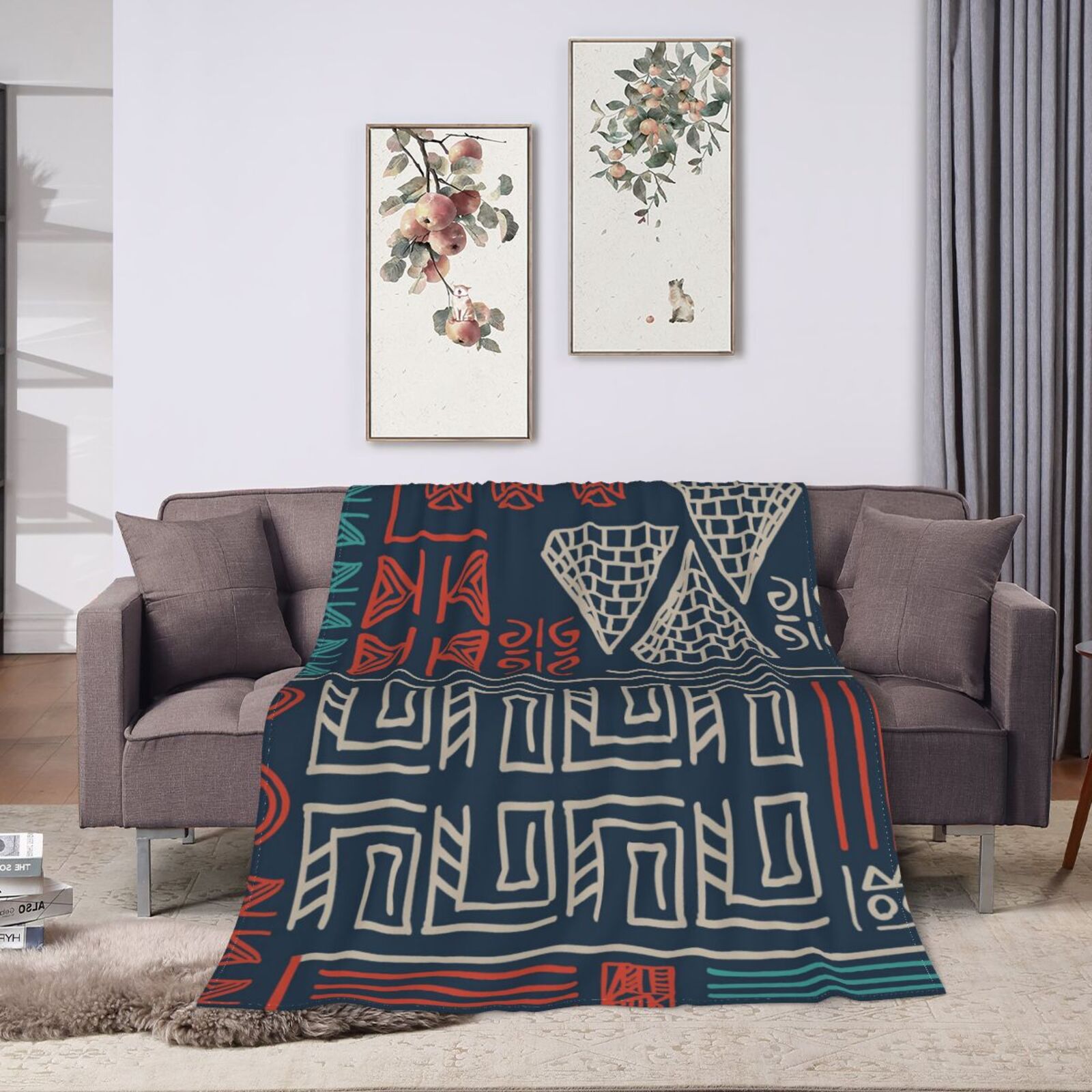 ZNDUO Boho Mexico Tribal Pattern Throw Blanket, Lightweight Cozy Soft