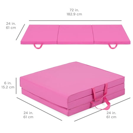 Fitit 2 In. Thick Tri-Fold Folding Exercise Mat with Carrying Handles for MMA  Gymnastics and Home Gym Protective Flooring