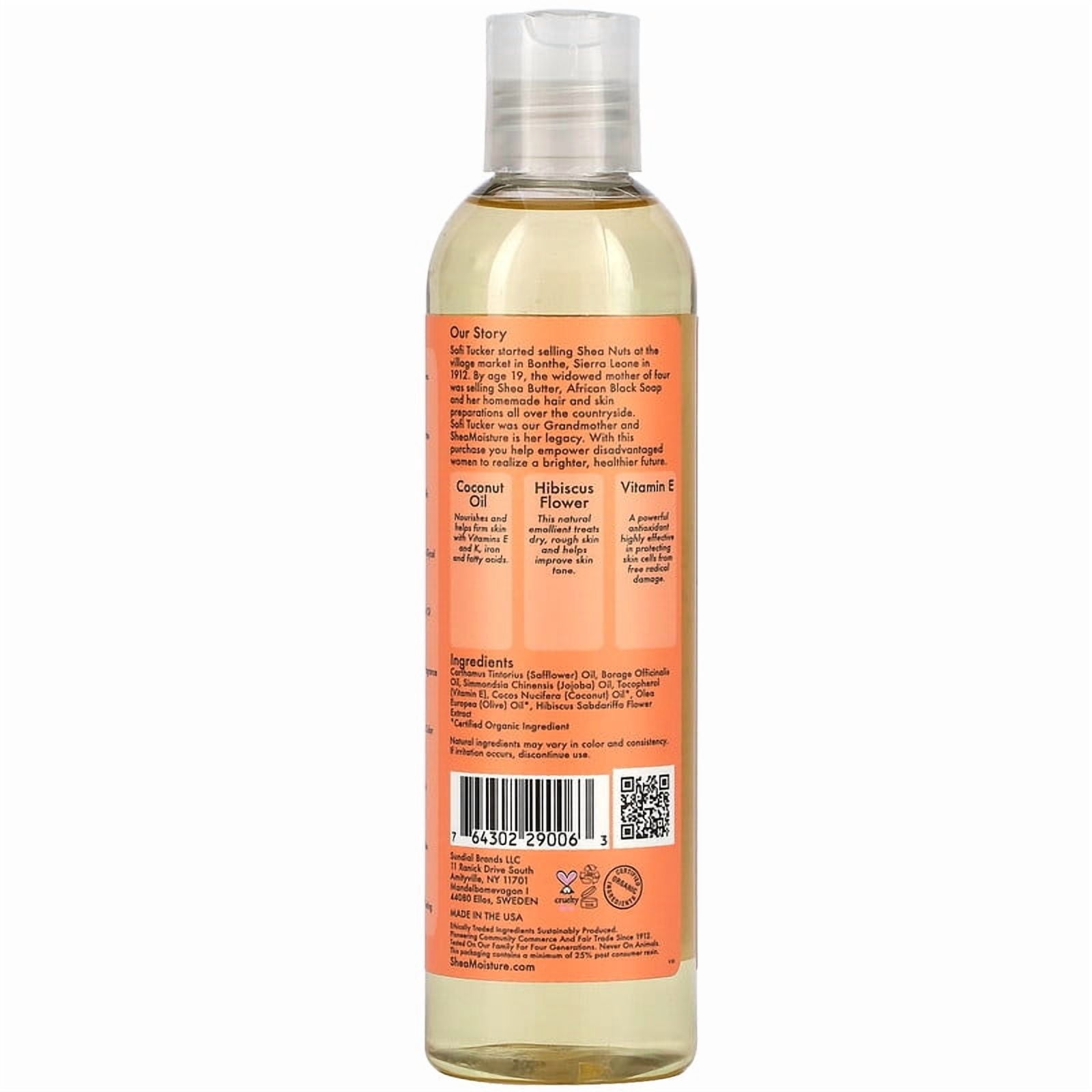 SheaMoisture, Bath, Body & Massage Oil with Gluten-Free Vitamin E, Coconut & Hibiscus, 8 fl oz (236 ml) Pack of 4