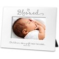 thumbnail image 1 of Lighthouse Christian Products Blessed Baby Holds 4x6 Photo White Tabletop Picture Frame, 1 of 1