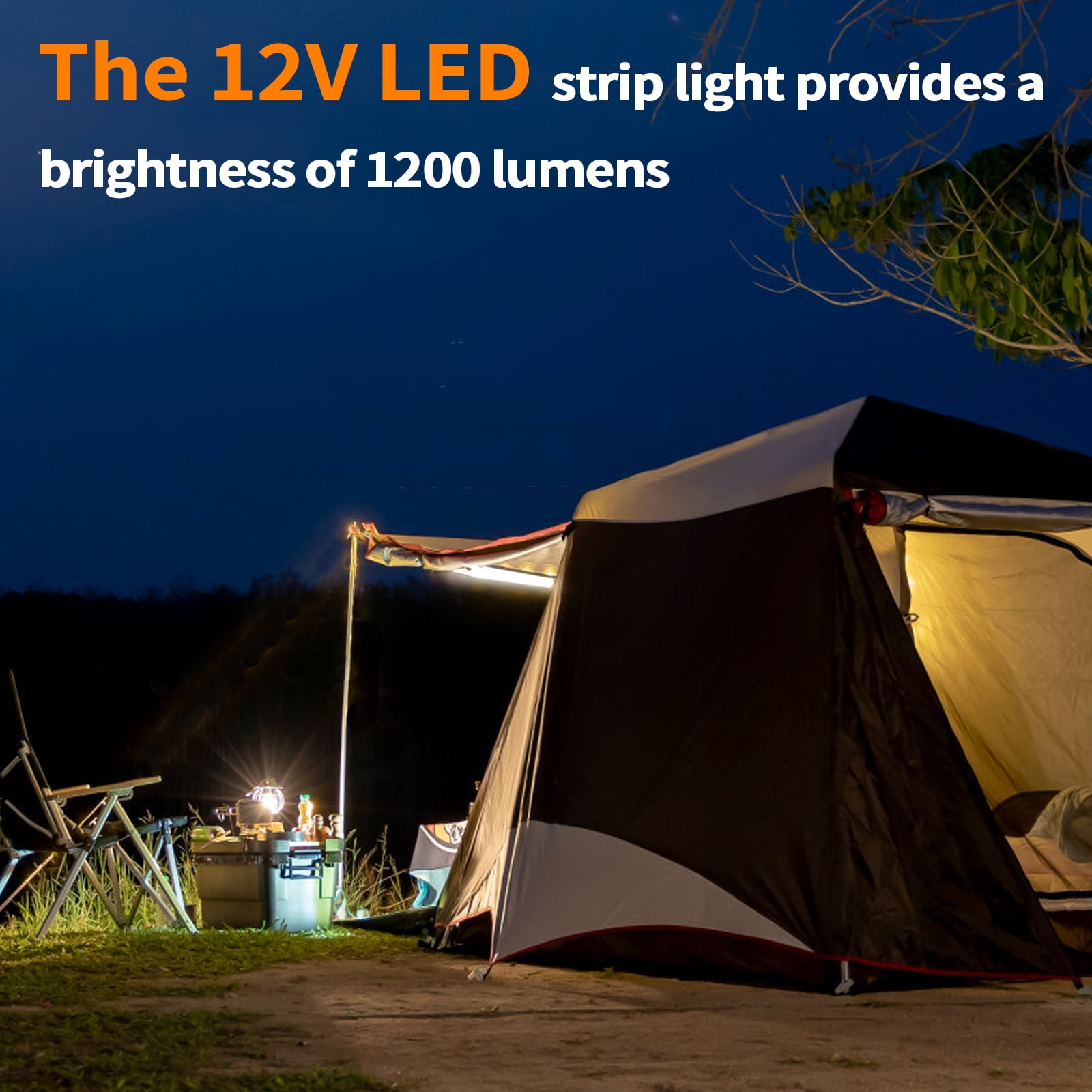 12v Led Light Strip RV Awning Lights with 2835 LED Chips Cabinet Lights, Waterproof IP65 Camping Light Flexible Strip for Outdoor Camping and Overland