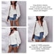 thumbnail image 5 of Blusa blanca de color puro para mujer, talla M, camisa con cuello en V y botones con mangas farol, 5 of 6