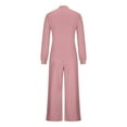 thumbnail image 6 of XFLWAM Women's 2 Piece Outfits Sweatsuit Puff Long Sleeve V Neck Sweatshirt Top and Wide Leg Pants Sets Tracksuit Lounge Sets Pink XXL, 6 of 7