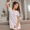 thumbnail image 3 of Naloa Pink Paw Print Women Nightgowns,Womens Loungewear,Short Sleeve Sleepwear,Comfy Ladies Nightdress, 3 of 6
