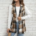 thumbnail image 5 of Youmylove Womens Coats Plaid Vest Coat Leisure Lapel Neck Button Front Sleeveless Jacket Outerwear Dressy Classic Outerwear, 5 of 7