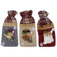 thumbnail image 1 of Christmas Decoration,3Pcs Grid Pattern Linen Wine Bottle Bag Wine Bottle Sleeve Custom Engineered, 1 of 8