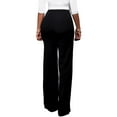 thumbnail image 2 of Grianlook Women Pants Straight Leg Palazzo Pant High Waist Loungewear Ladies Stretch Bottoms Elastic Waisted Buttons Decor Trousers Black L, 2 of 5